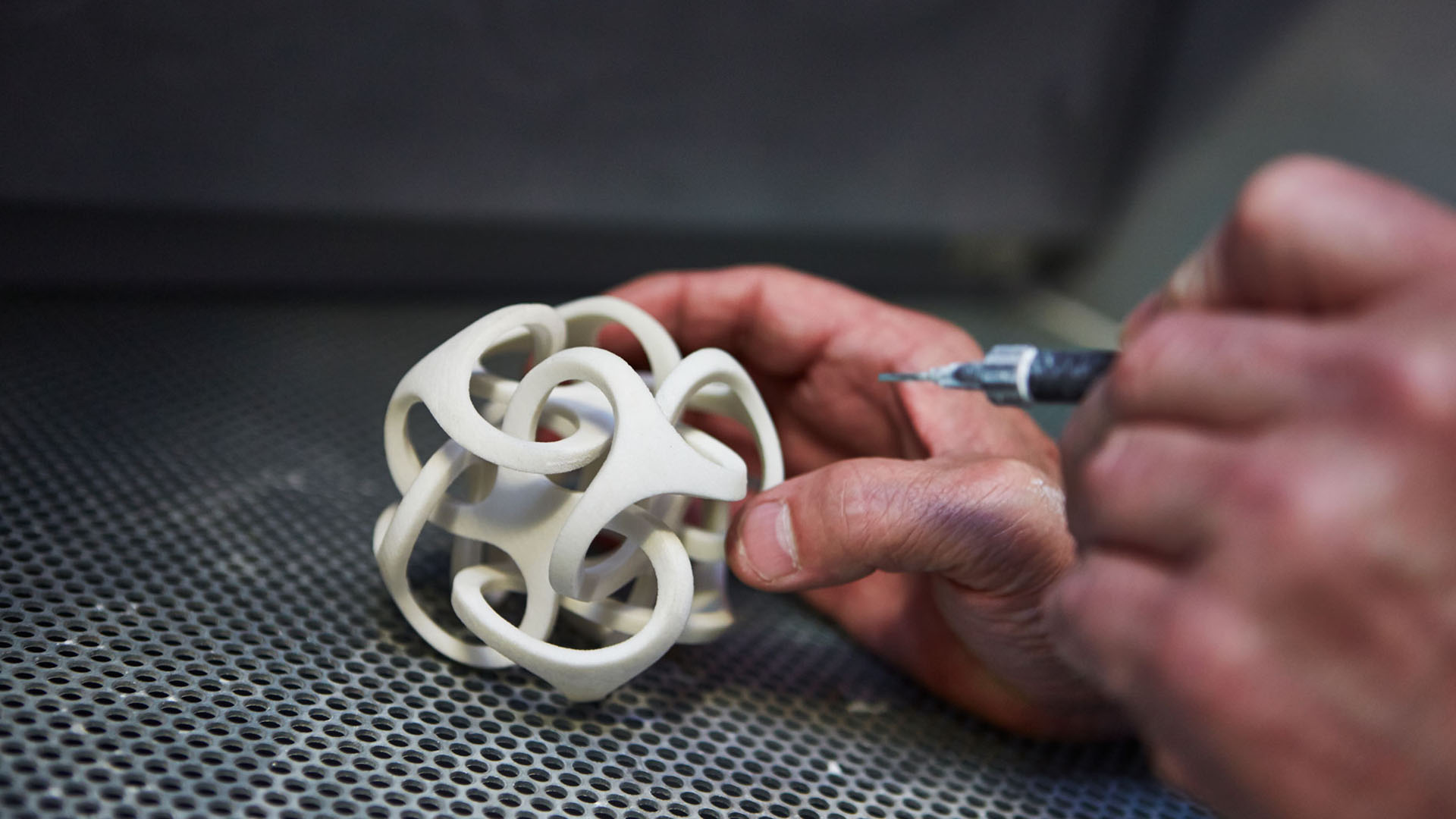 Student creating a 3D printed model