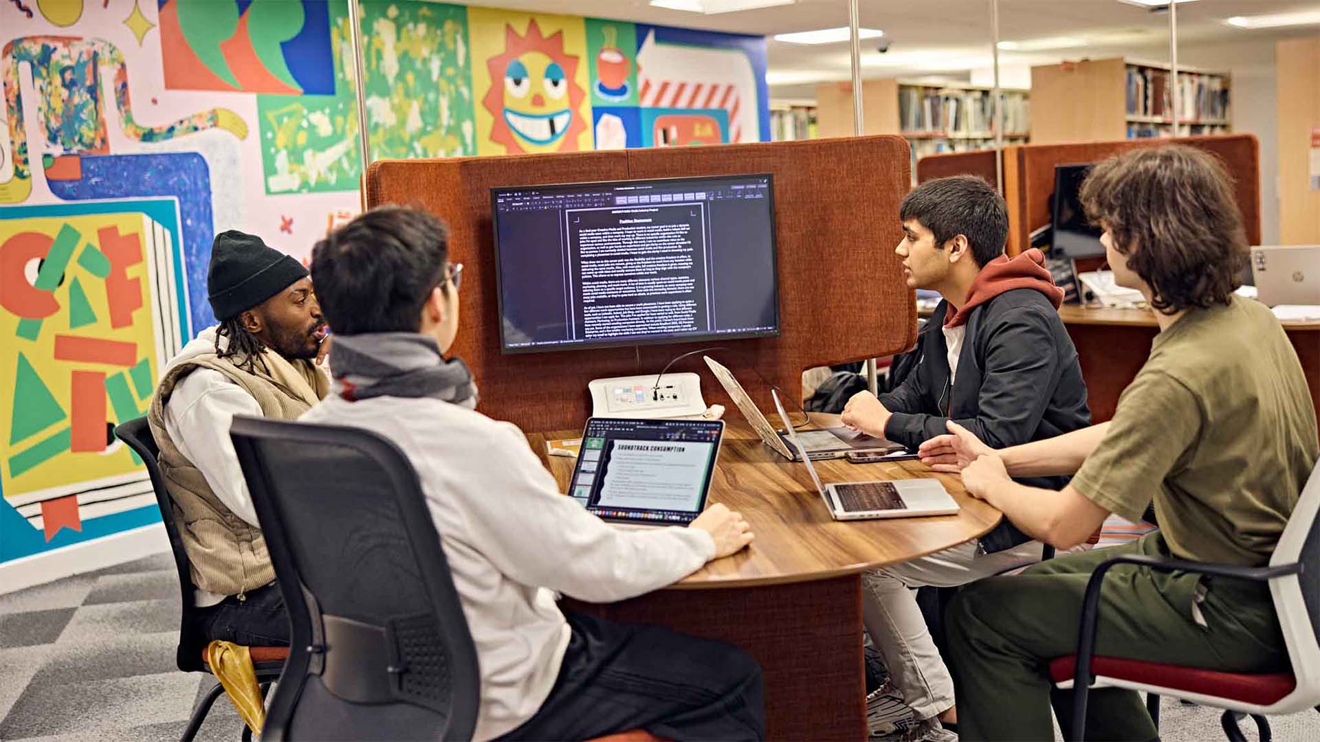 Students in the group work facilities in Barbara Hepworth