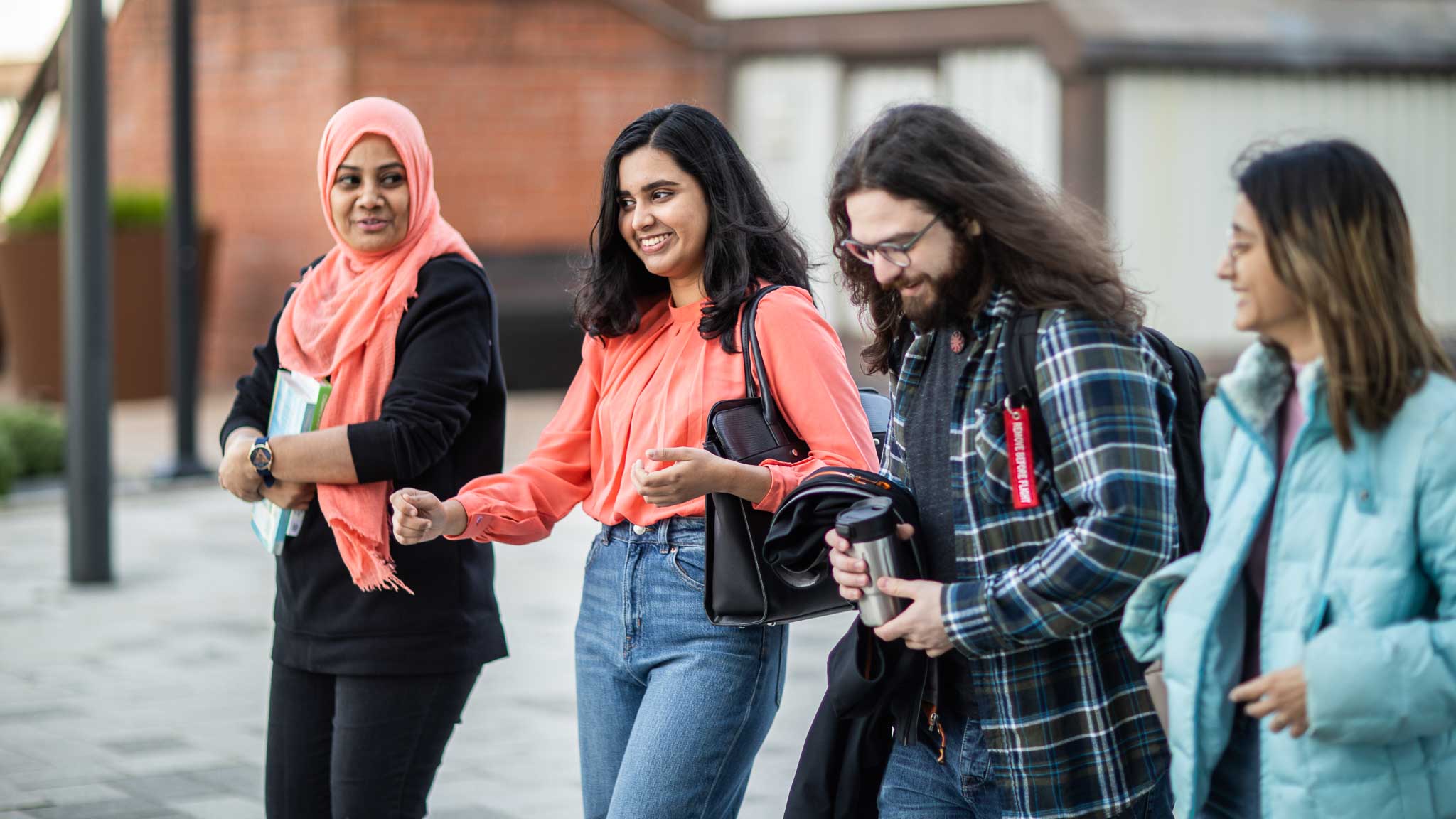 Group of students walking outside