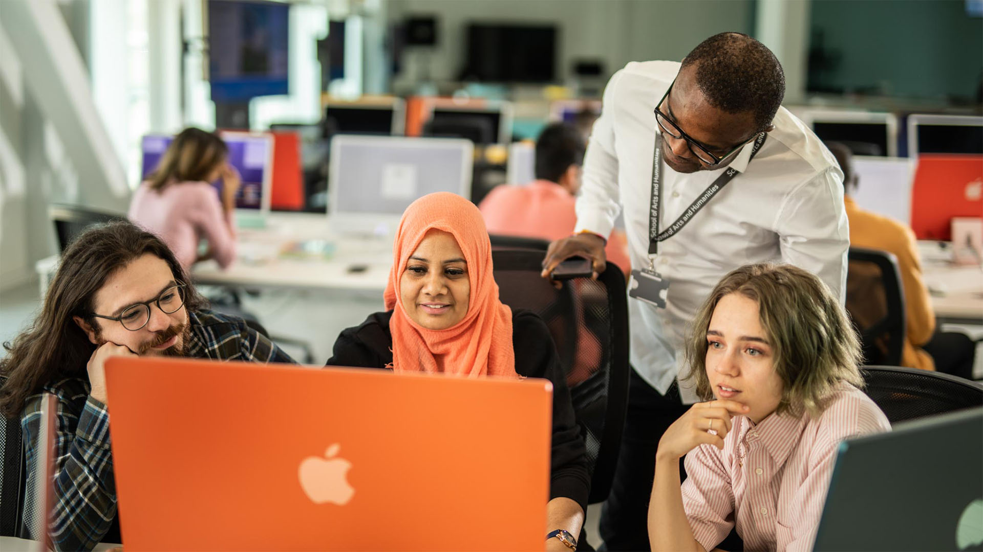 Fashion marketing students and teacher lab facilities