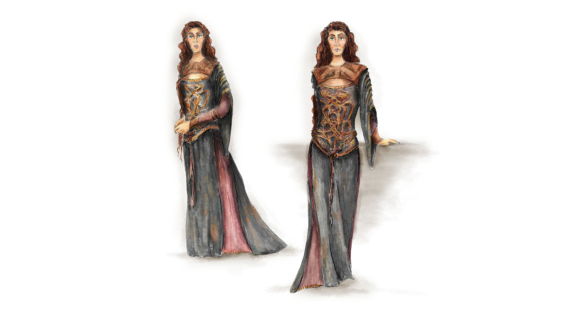 Student artwork of a woman drawn in pencil strokes