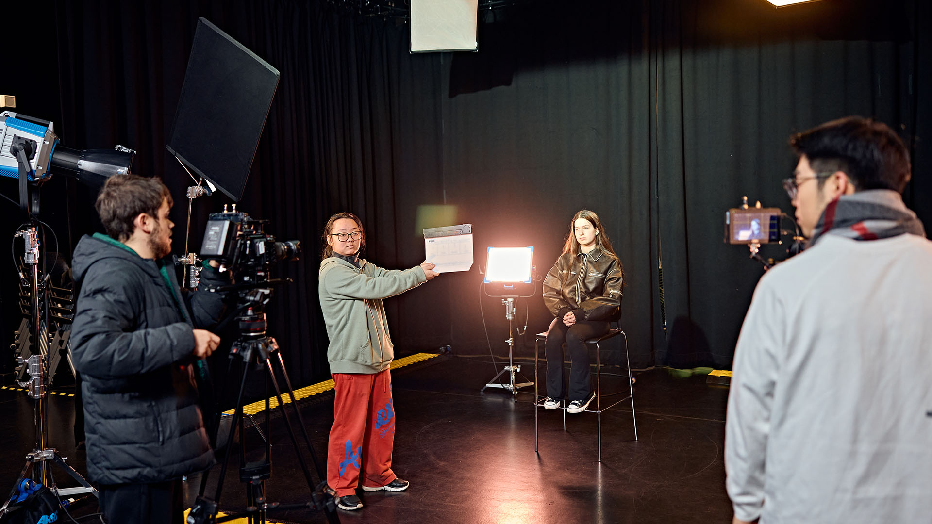 Students working in Stewart Film Studio