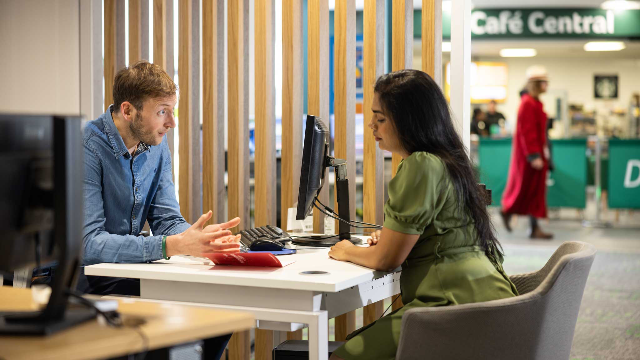 Student getting support from one of our staff members