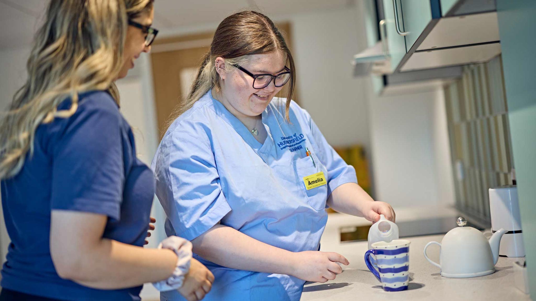 occupational therapist teaches how to assess daily living skills like preparing a hot drink and cooking a simple meal.