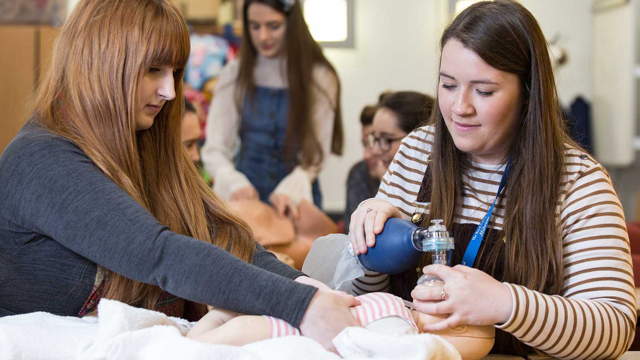 Students practising their skills of resuscitation